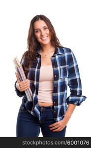 Young student posing over a white background