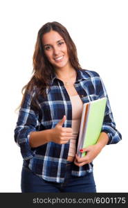 Young student posing over a white background