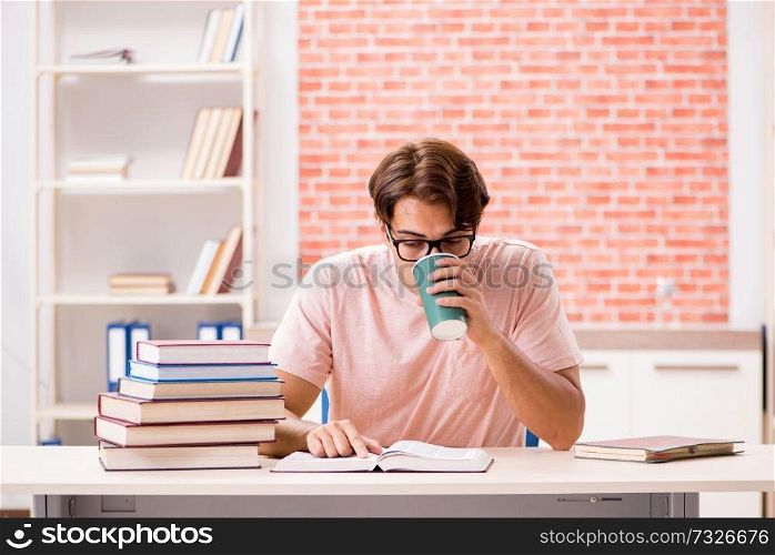 Young student preparing for college exams