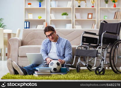 Young student studying at home