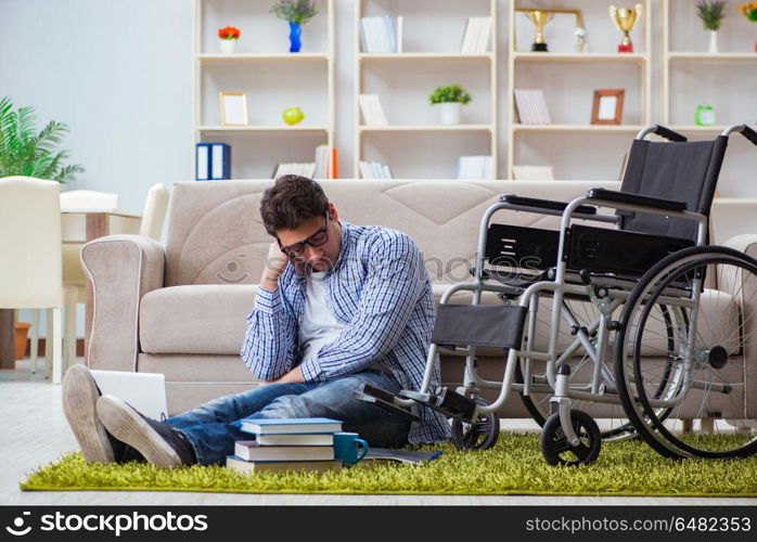 Young student studying at home