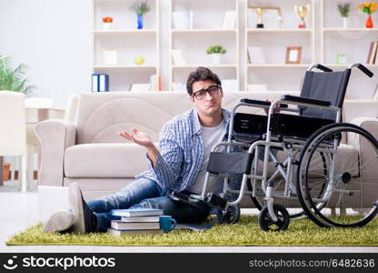 Young student studying at home