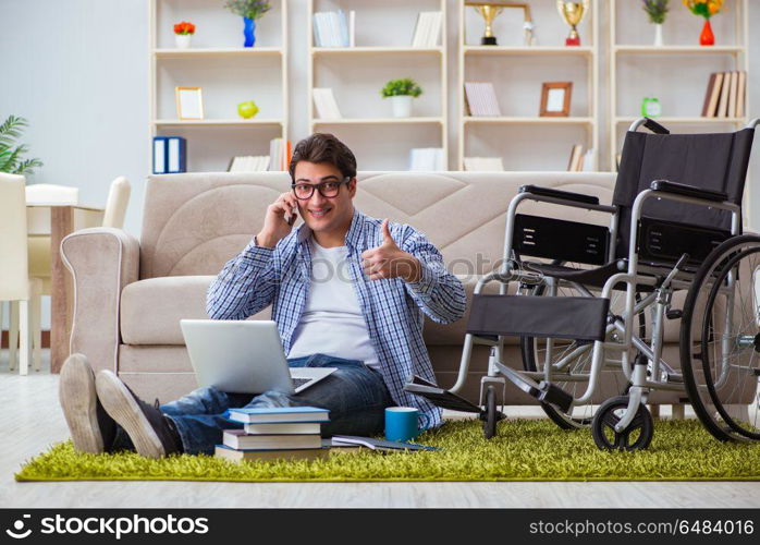 Young student studying at home