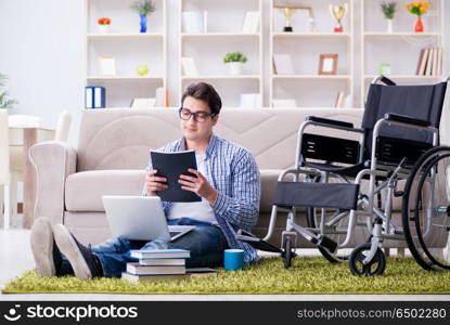 Young student studying at home