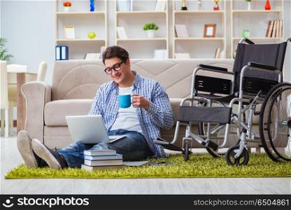 Young student studying at home