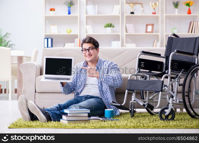 Young student studying at home