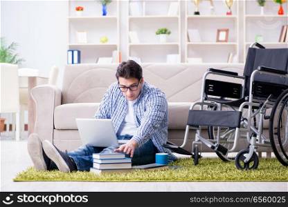 Young student studying at home