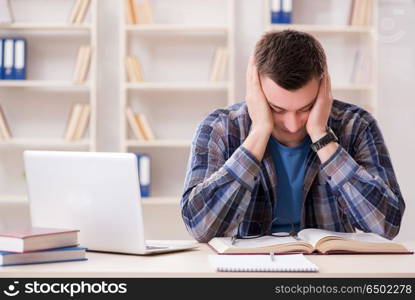 Young student studying over internet in telelearning concept