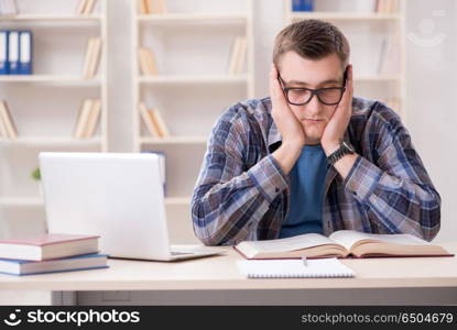 Young student studying over internet in telelearning concept