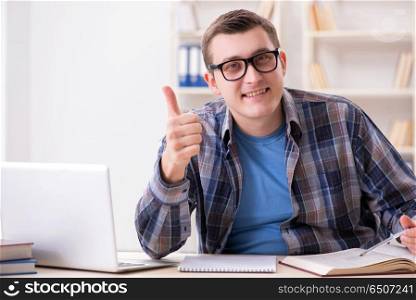 Young student studying over internet in telelearning concept