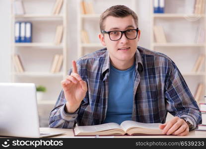 Young student studying over internet in telelearning concept