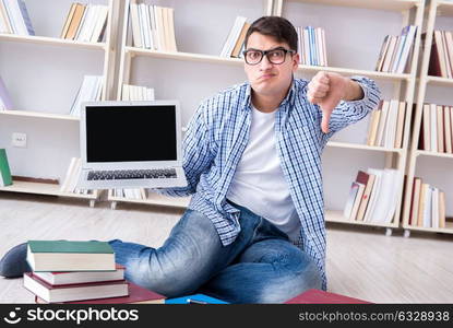 Young student studying with books