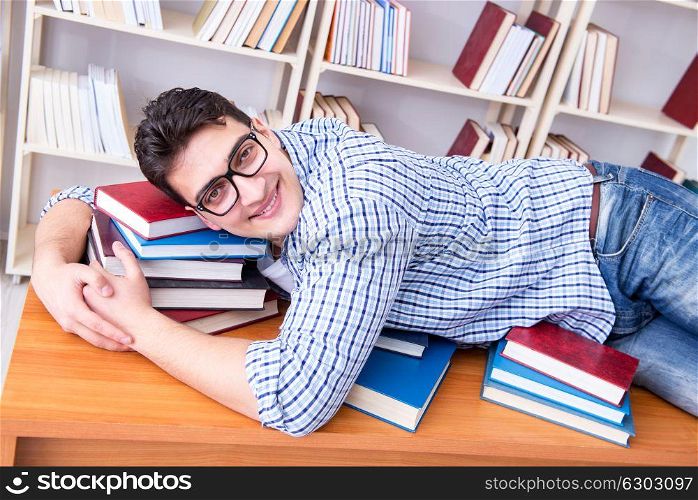 Young student taking break and falling asleep