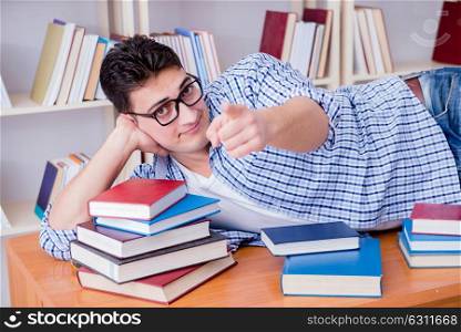 Young student taking break and falling asleep