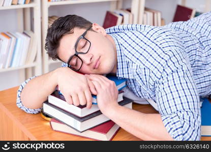 Young student taking break and falling asleep