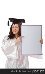 Young student with blank board