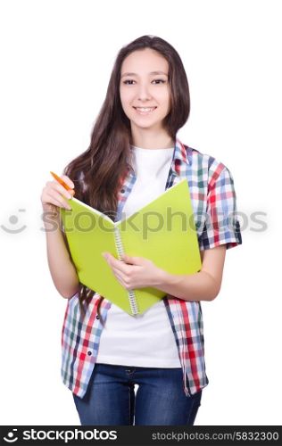 Young student with books isolated on the white