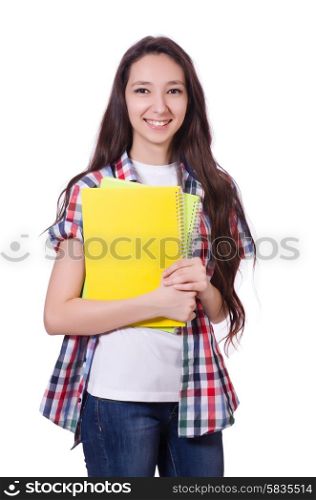 Young student with books isolated on the white