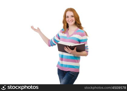 Young student with books isolated on white