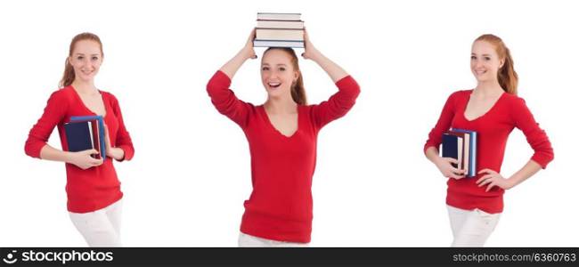 Young student with books on white. The young student with books on white
