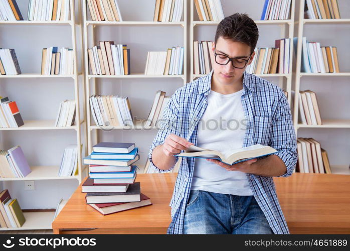 Young student with books preparing for exams