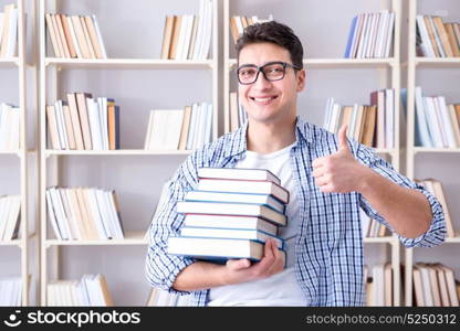 Young student with books preparing for exams