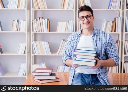 Young student with books preparing for exams