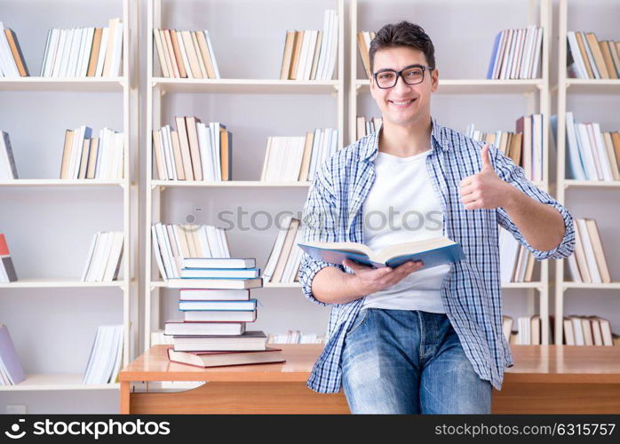 Young student with books preparing for exams