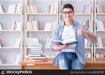 Young student with books preparing for exams