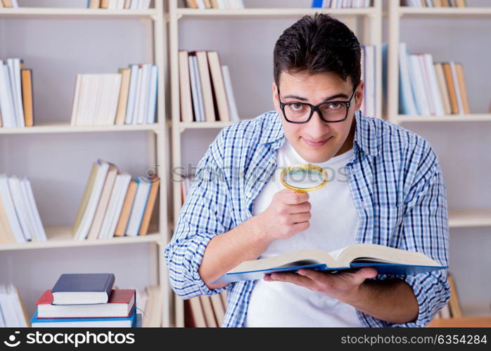 Young student with books preparing for exams