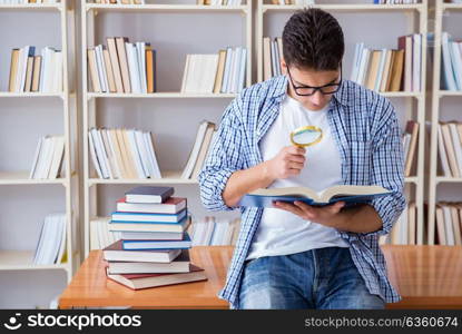 Young student with books preparing for exams