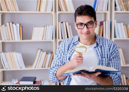 Young student with books preparing for exams. The young student with books preparing for exams
