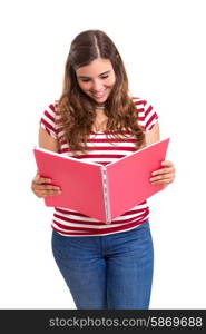 Young student woman posing over white background