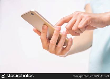 young student women shopping online on smartphone. business and . young student women shopping online on smartphone. business and modern lifestyle concept. blank smartphone display for copy space