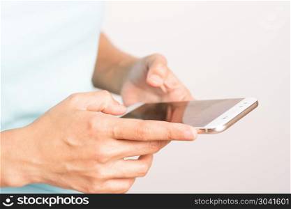 young student women shopping online on smartphone. business and . young student women shopping online on smartphone. business and modern lifestyle concept. blank smartphone display for copy space