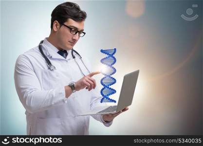 Young studentresearcher studying dna structure