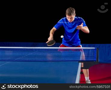 Young table tennis player isolated