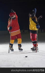 young teen girls ice hockey sport players portrait