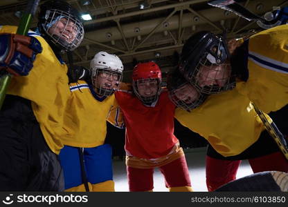 young teen girls ice hockey sport players portrait