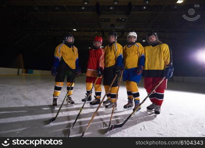 young teen girls ice hockey sport players portrait