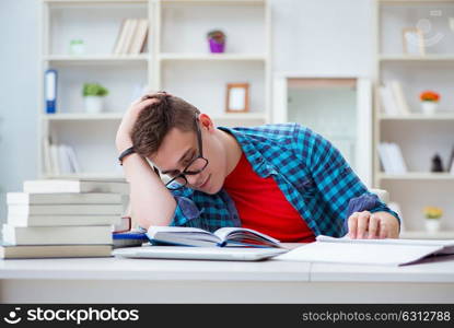 Young teenager preparing for exams studying at a desk indoors