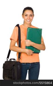 Young University Student with a Bagpack Isolated on White