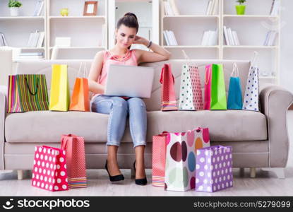 Young woman after shopping with bags