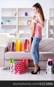 Young woman after shopping with bags