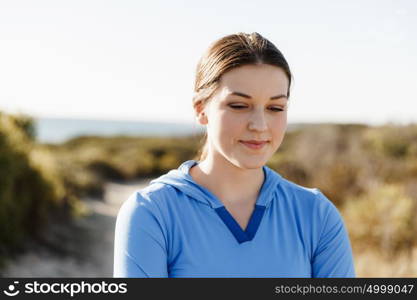 Young woman after sport. Young woman after sport outdoors