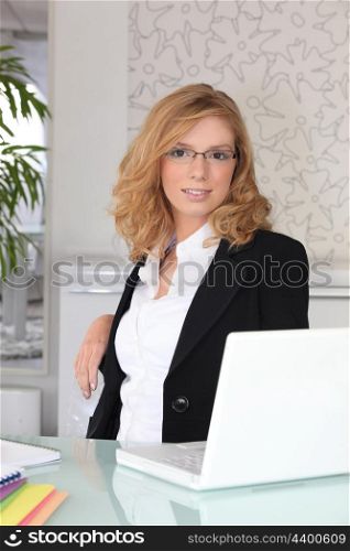 Young woman at a laptop computer