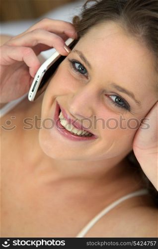 young woman at phone