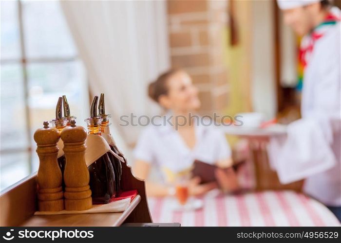 Young woman at restaurant. Young woman at restaurant sitting at table