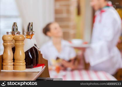 Young woman at restaurant. Young woman at restaurant sitting at table