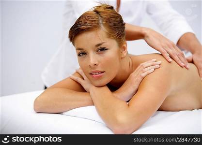 young woman being massaged